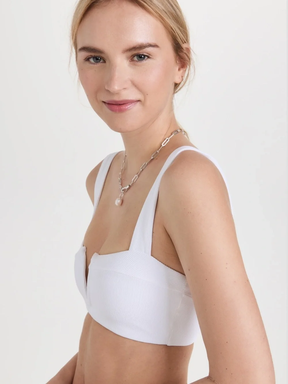 L*space Lee Lee Ribbed Bikini Top White Small NWT